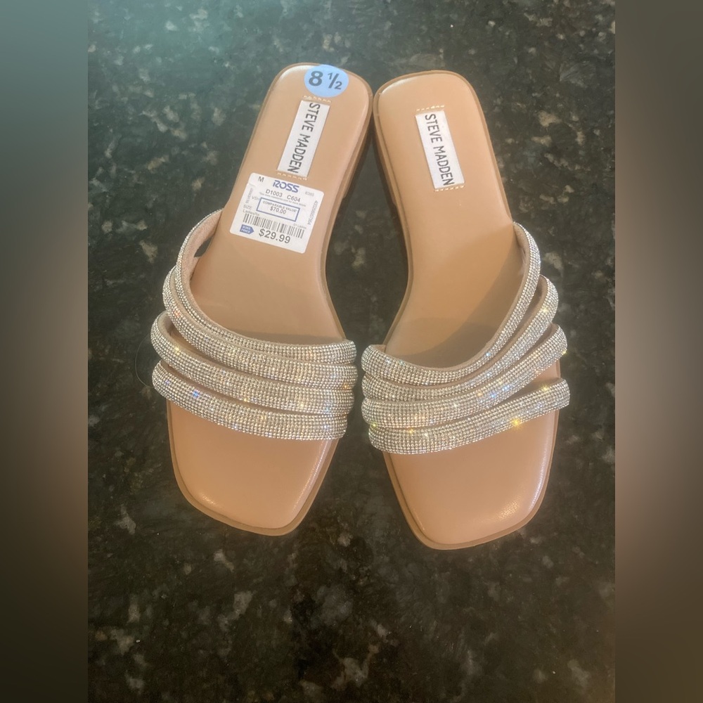 Steve Madden Nude Sandals with Silver Straps